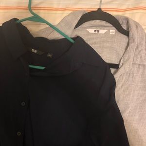 LOT 2 - Uniqlo Large Button-ups: Navy blue, Grey